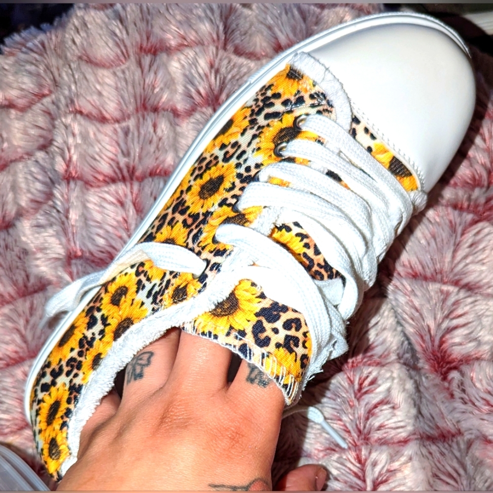 Cheetah & sunflower printed shoes